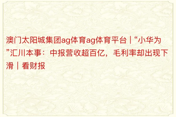 澳门太阳城集团ag体育ag体育平台 | “小华为”汇川本事：中报营收超百亿，毛利率却出现下滑｜看财报